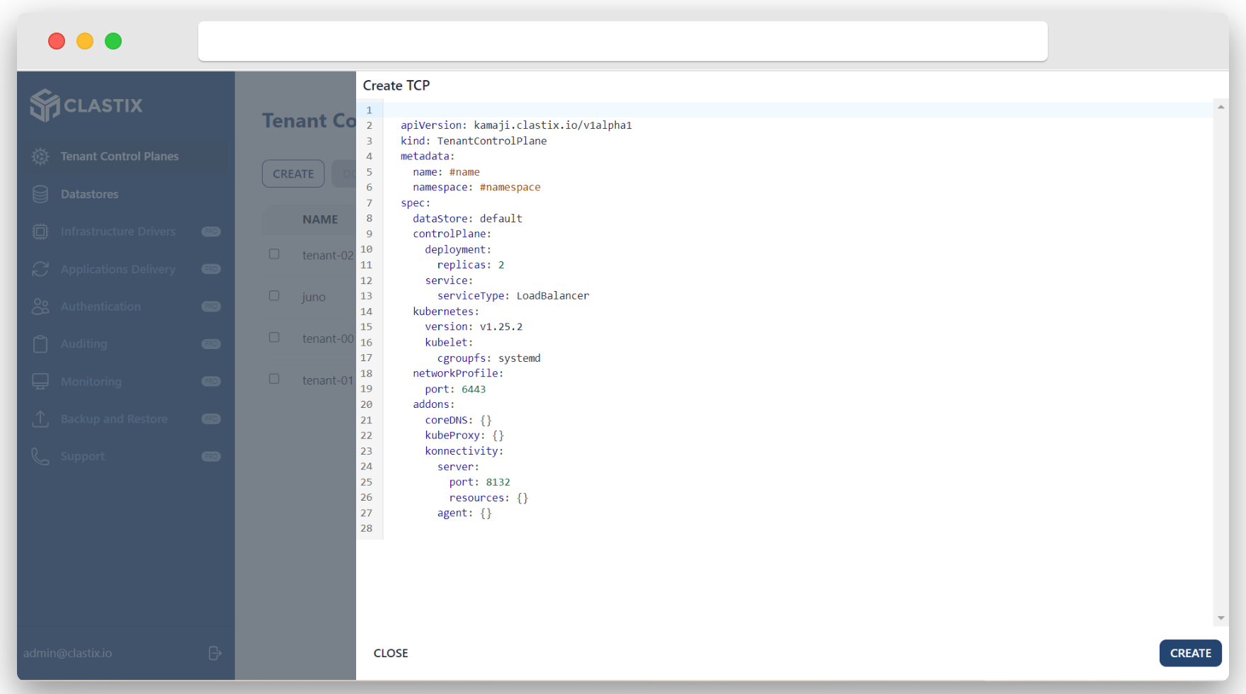 Console Tenant Control Plane Create